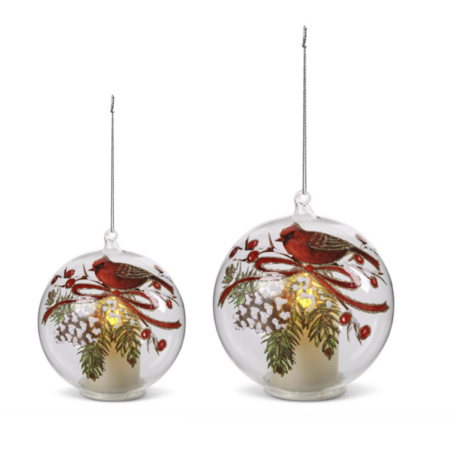 LED Glass Cardinal Ornament